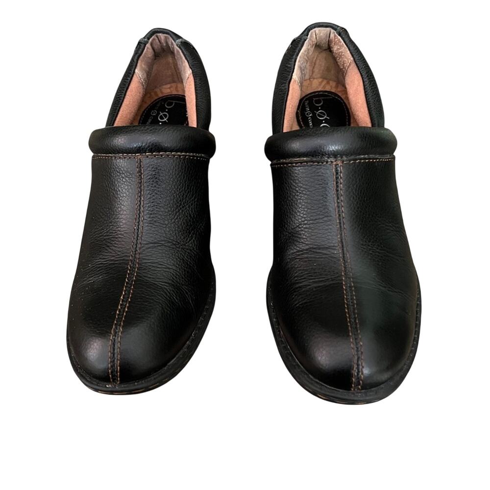 boc Born Peggy Clogs Size 7 Black Pebbled Leather Chunky Stacked Heel Mules - Picture 3 of 15
